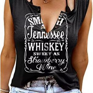 Smooth As Tennessee Whiskey Sweet As Strawberry Wine Shirt Ring Hole Top